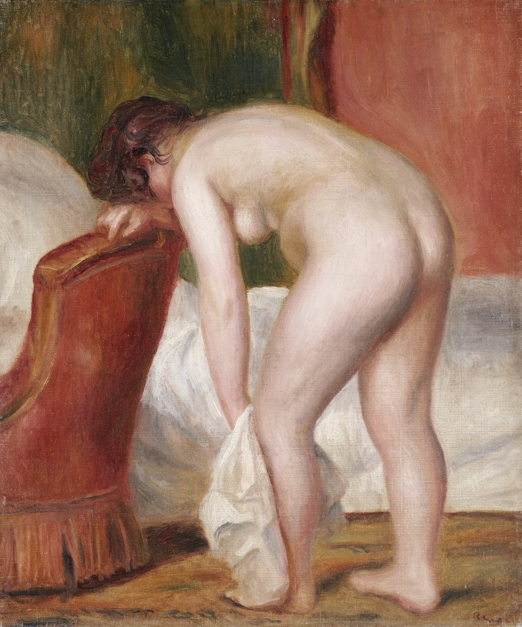 Női akt, aki magát szárítja, 1909 körül alkotó: Pierre Auguste Renoir