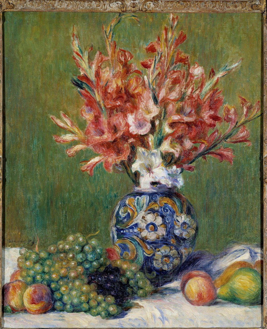 Pierre Auguste Renoir (1841-1919) virágok és gyümölcsök festménye, 1889-es magángyűjtemény alkotó: Pierre Auguste Renoir