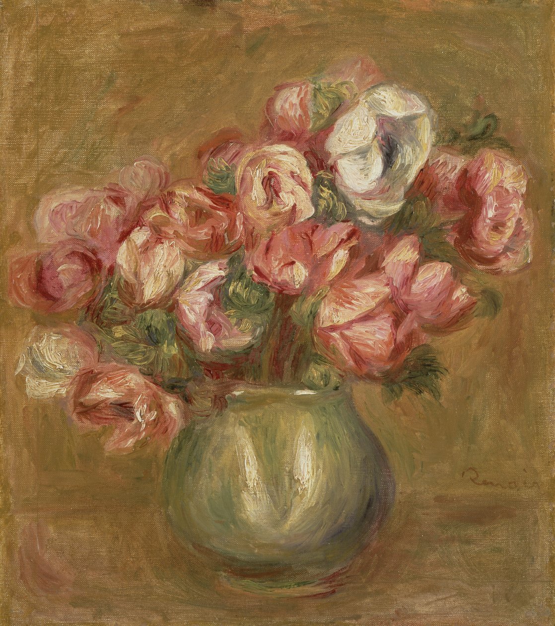 Virágok zöld vázában, 1906 alkotó: Pierre Auguste Renoir