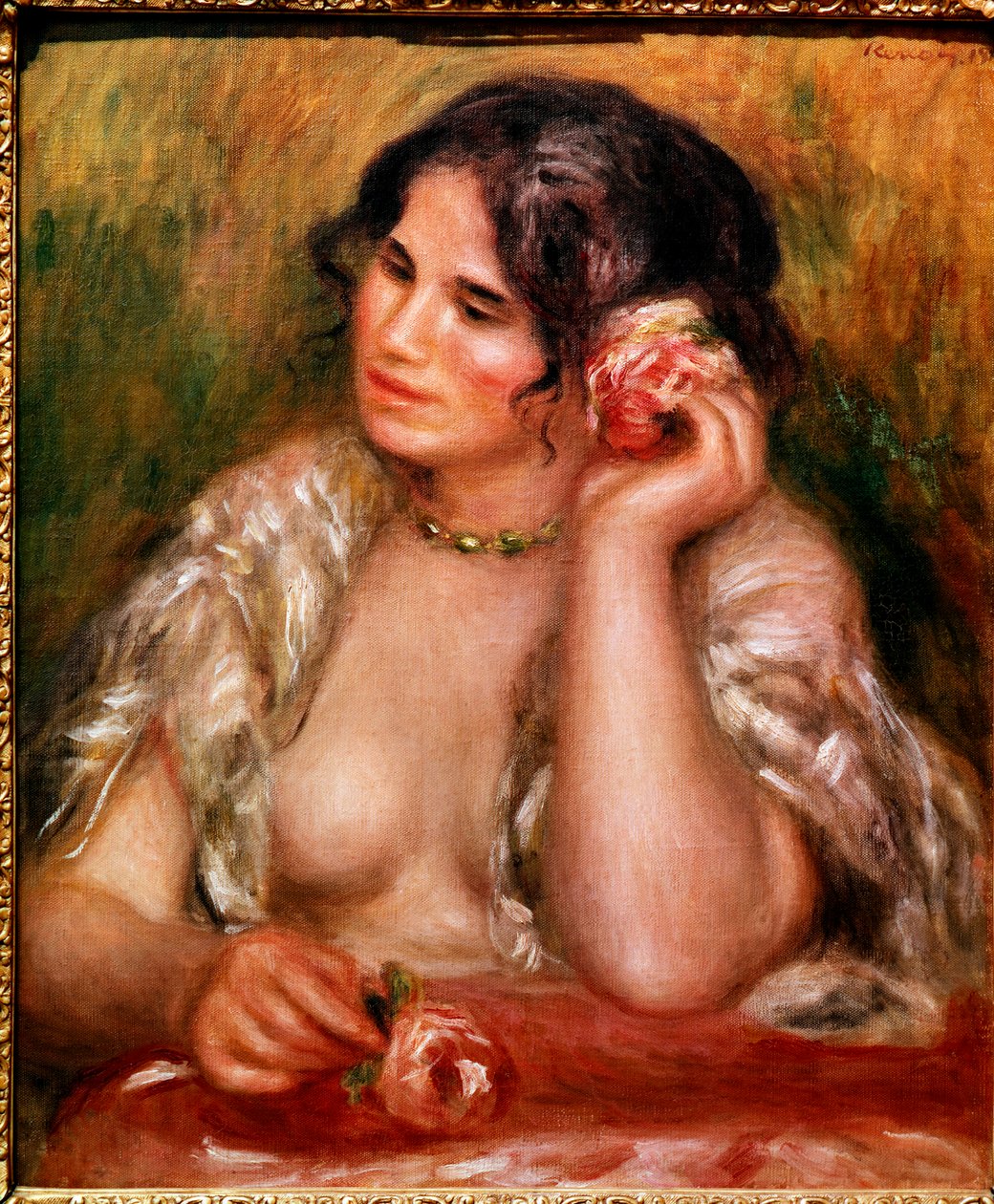Gabrielle-nél van a rózsa (olaj, vászon alkotó: Pierre Auguste Renoir