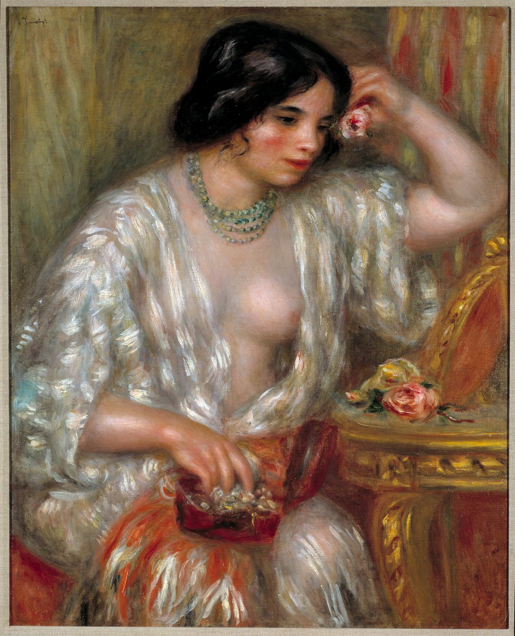 Gabrielle ékszerekkel: Gabrielle Renard, a művész fiának ápolónője. Pierre Auguste Renoir (1841-1919) festménye alkotó: Pierre Auguste Renoir