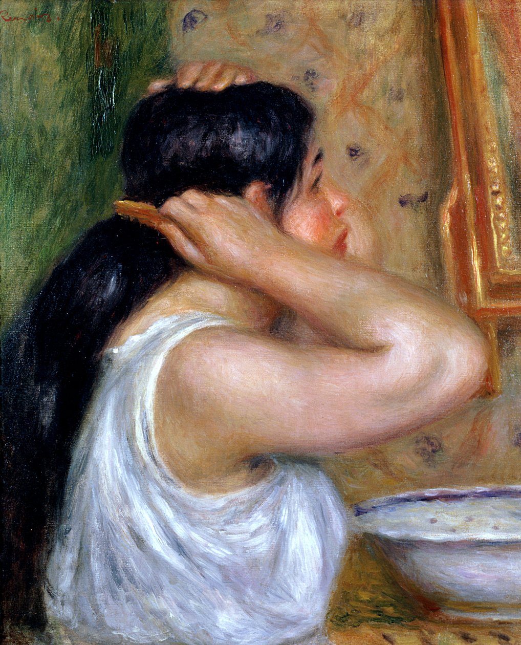 Haját fésülködő lány, 1907-8 alkotó: Pierre Auguste Renoir