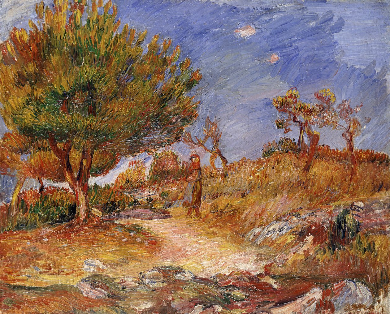 Lány egy ösvényen; Fiatal lány az ösvényen, 1882-83 körül alkotó: Pierre Auguste Renoir