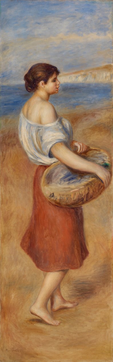 Lány halkosárral alkotó: Pierre Auguste Renoir