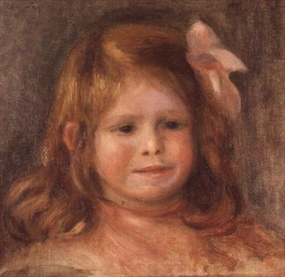 Lány rózsaszín szalaggal alkotó: Pierre Auguste Renoir