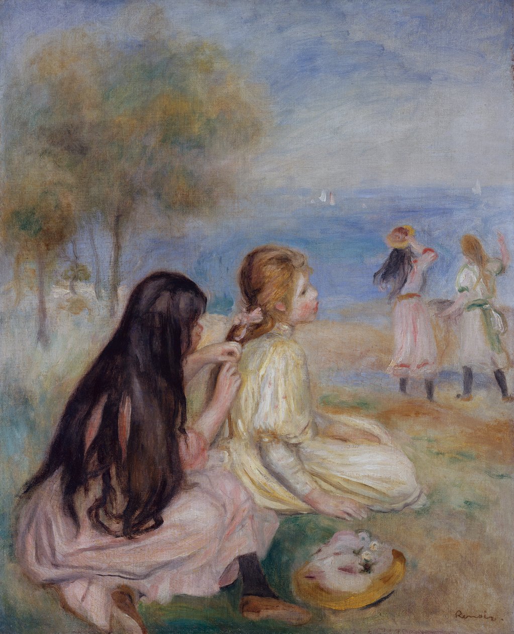 Girls by the Seaside, 1875 körül (olaj, vászon) alkotó: Pierre Auguste Renoir