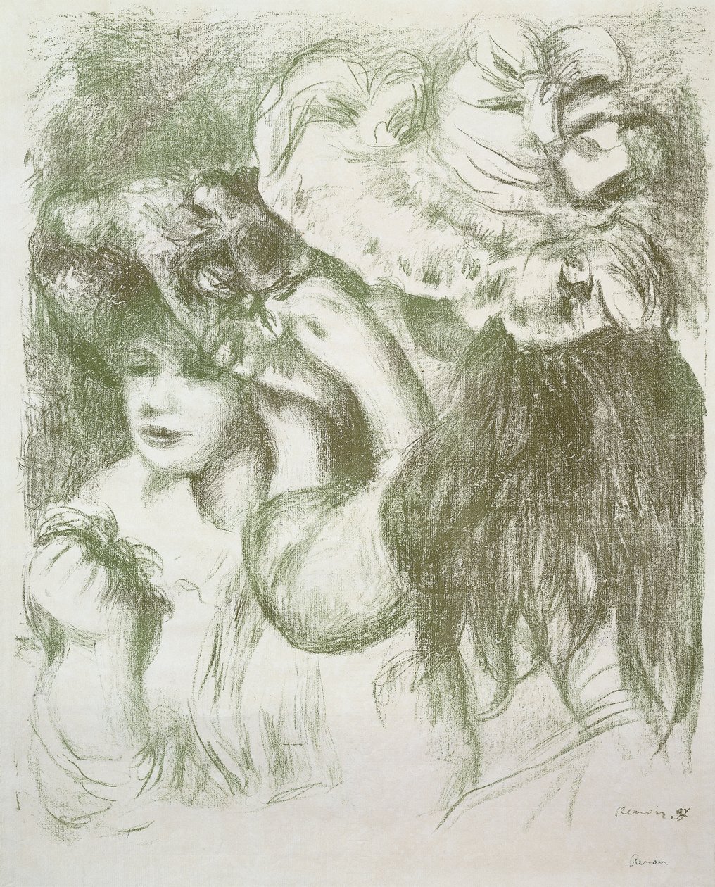 kalaptű, első tábla; A tűsapka, első tányér, 1897 körül alkotó: Pierre Auguste Renoir