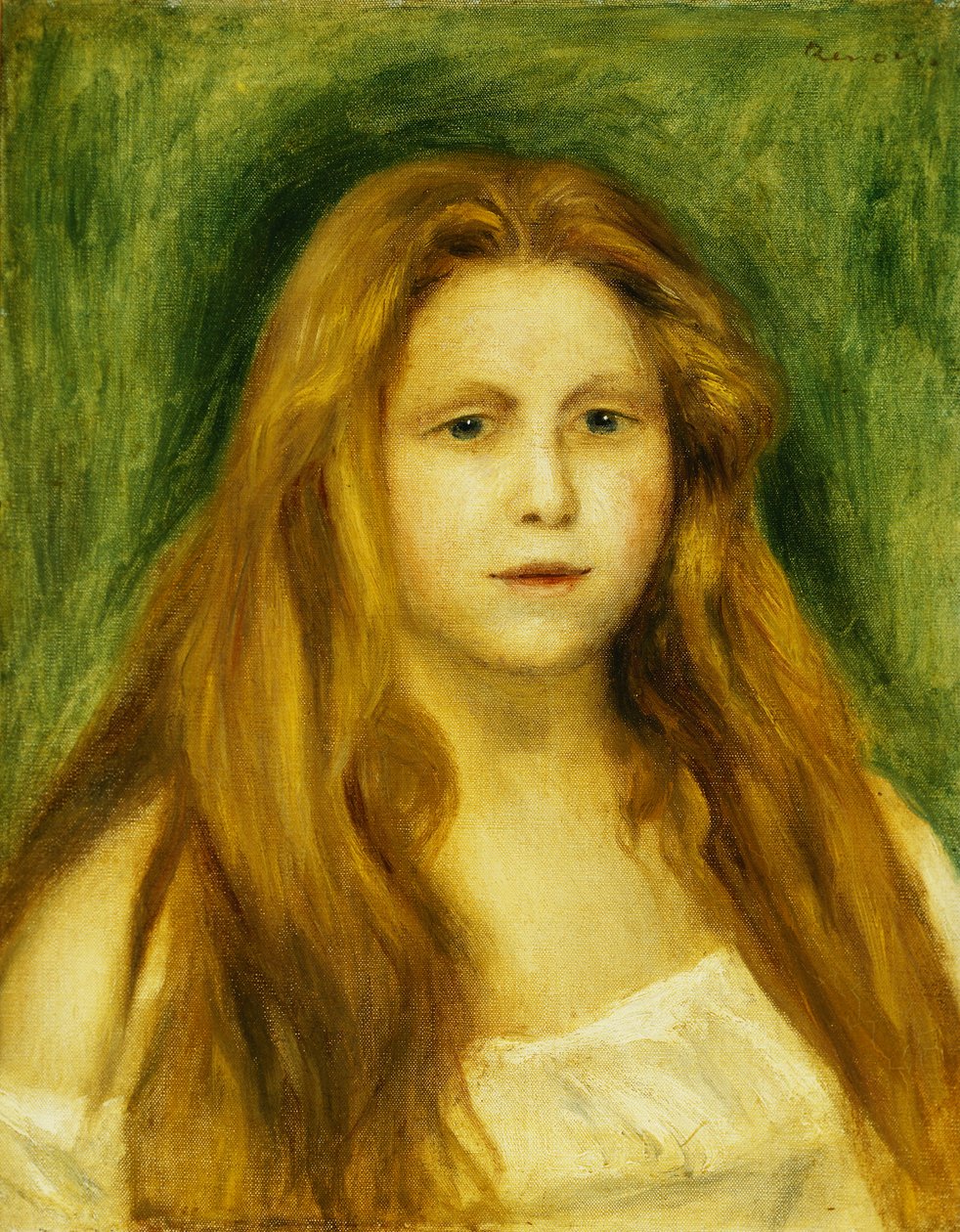 A lány vezetője; Egy fiatal lány feje, 1888 alkotó: Pierre Auguste Renoir