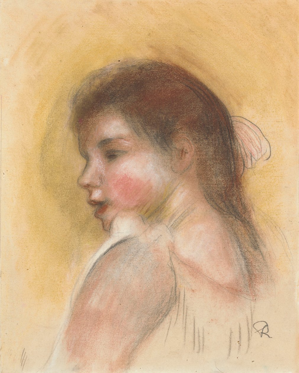 Egy fiatal lány feje profiljában alkotó: Pierre Auguste Renoir