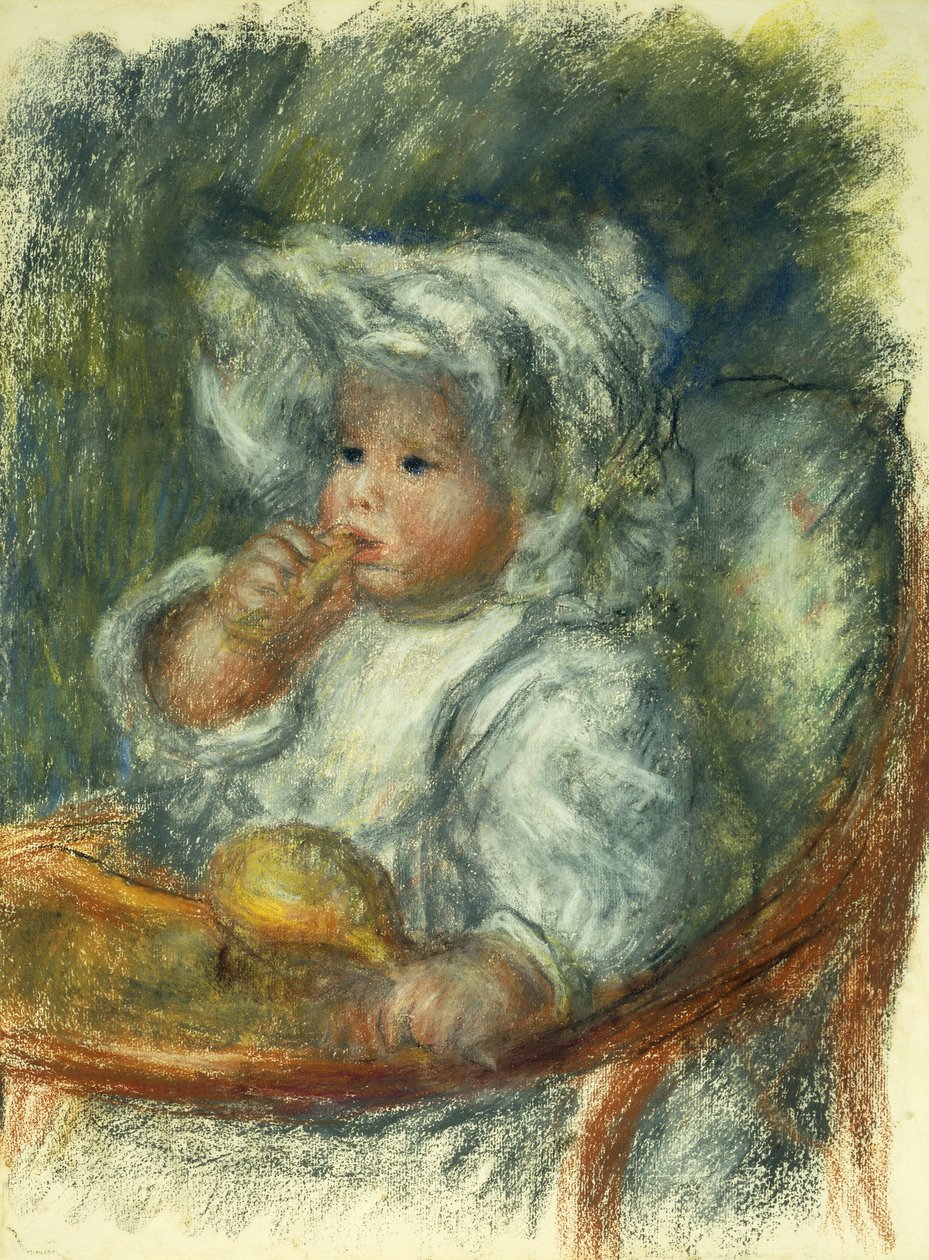 Jean Renoir egy széken - Gyermek keksszel; Jean Renoir a la Chaise – Gyermek keksszel, c1895 alkotó: Pierre Auguste Renoir