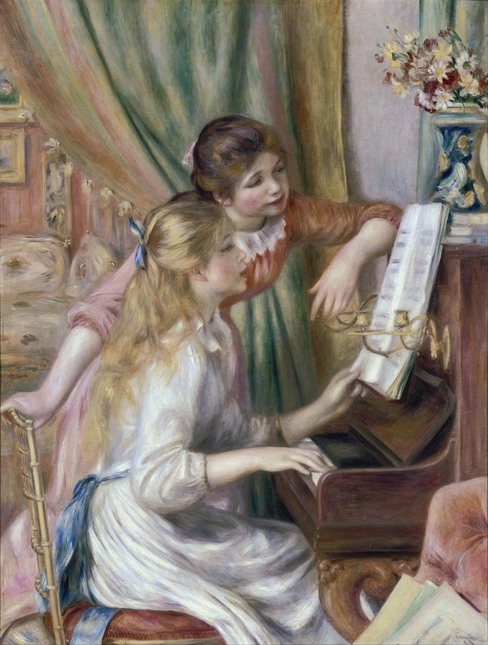 Fiatal lányok a zongoránál alkotó: Pierre Auguste Renoir