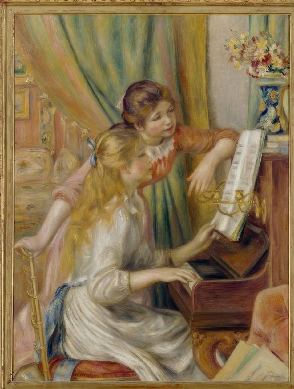 Fiatal lányok a zongoránál alkotó: Pierre Auguste Renoir