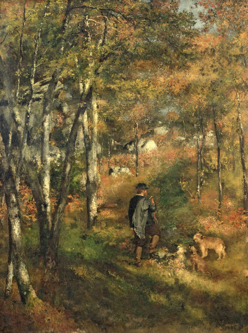 Jules Le Coeur a fontainebleau-i erdőben alkotó: Pierre Auguste Renoir