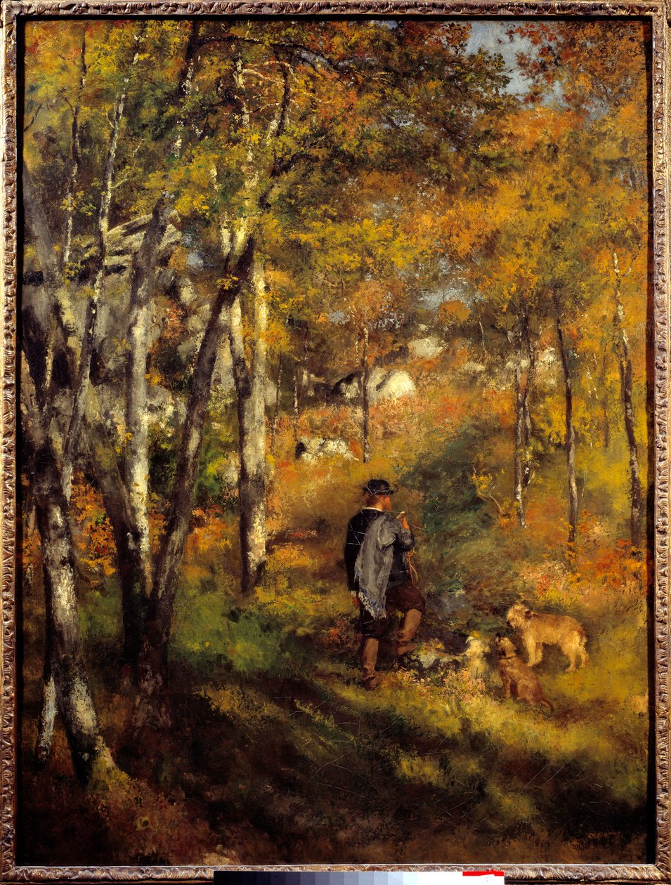 Jules Lecoeur és kutyái a Fontainebleau-i erdőben. Pierre Auguste Renoir (1841-1919) festménye alkotó: Pierre Auguste Renoir
