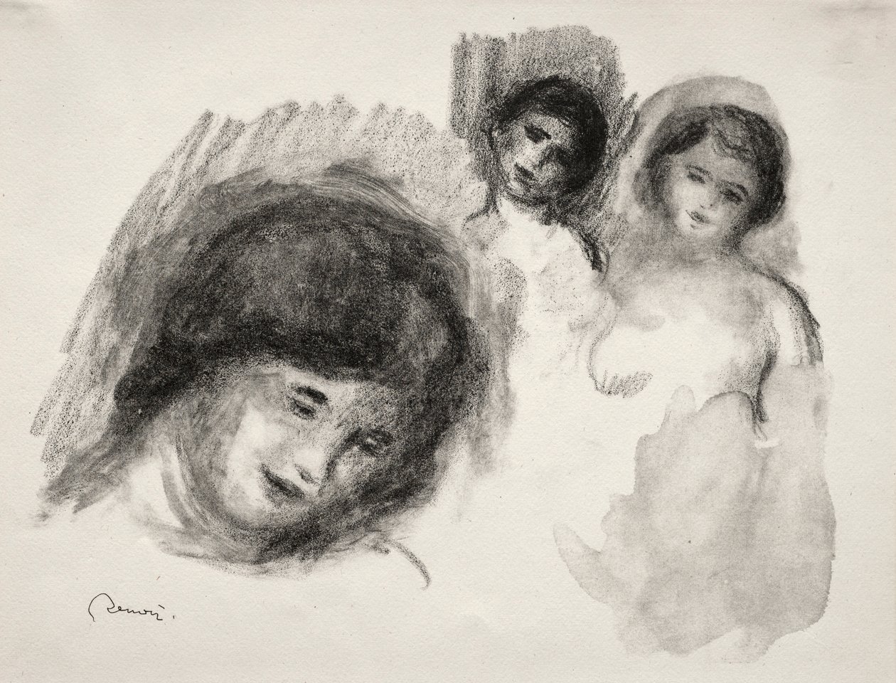 A kő három vázlattal. alkotó: Pierre Auguste Renoir