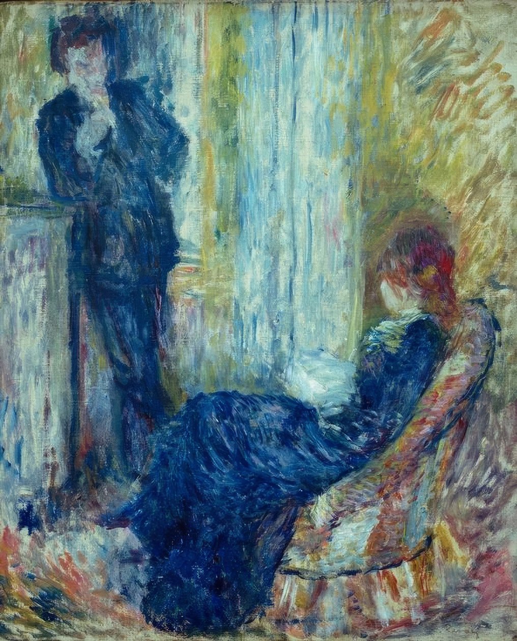 A beszélgetés. Rivière és Margot. A kandalló sarkán alkotó: Pierre Auguste Renoir