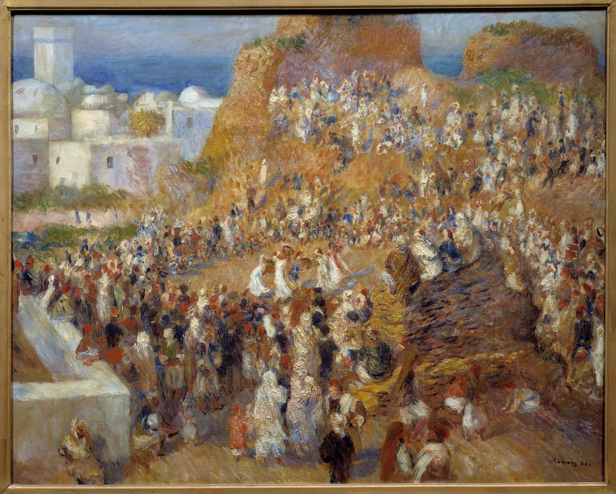 La mecset, arab fete Táncok és zenészek bemutatója Algírban - Pierre Auguste Renoir (1841-1919) festménye 1881 Dim 0,73x0,92 m Párizs, musee d