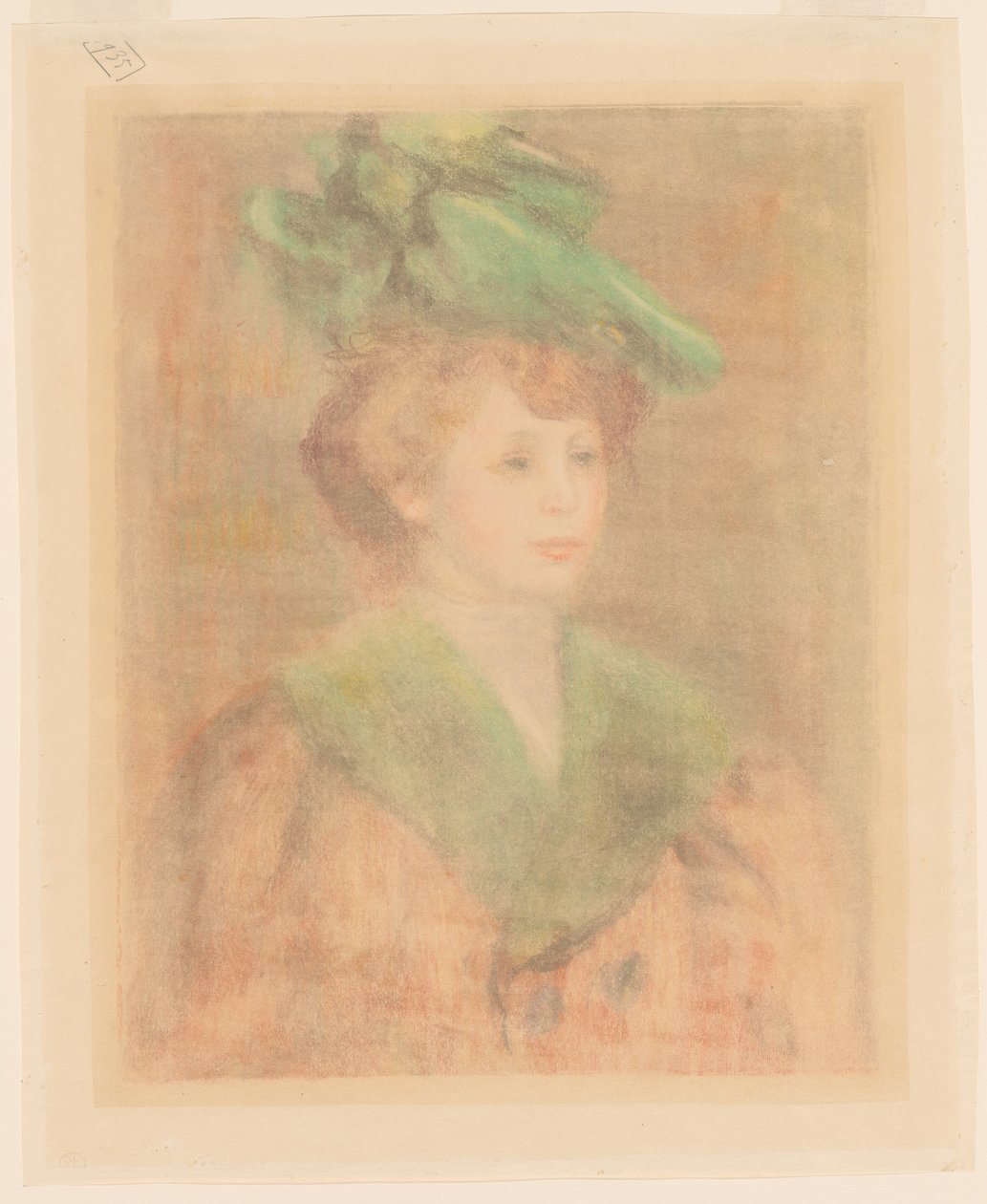 Hölgy zöld kalapban Mlle. Dieterle, 19. század vége – 20. század eleje. alkotó: Pierre Auguste Renoir