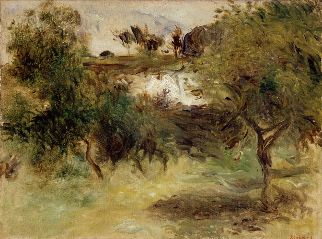 Táj fákkal, 19. század vége alkotó: Pierre Auguste Renoir