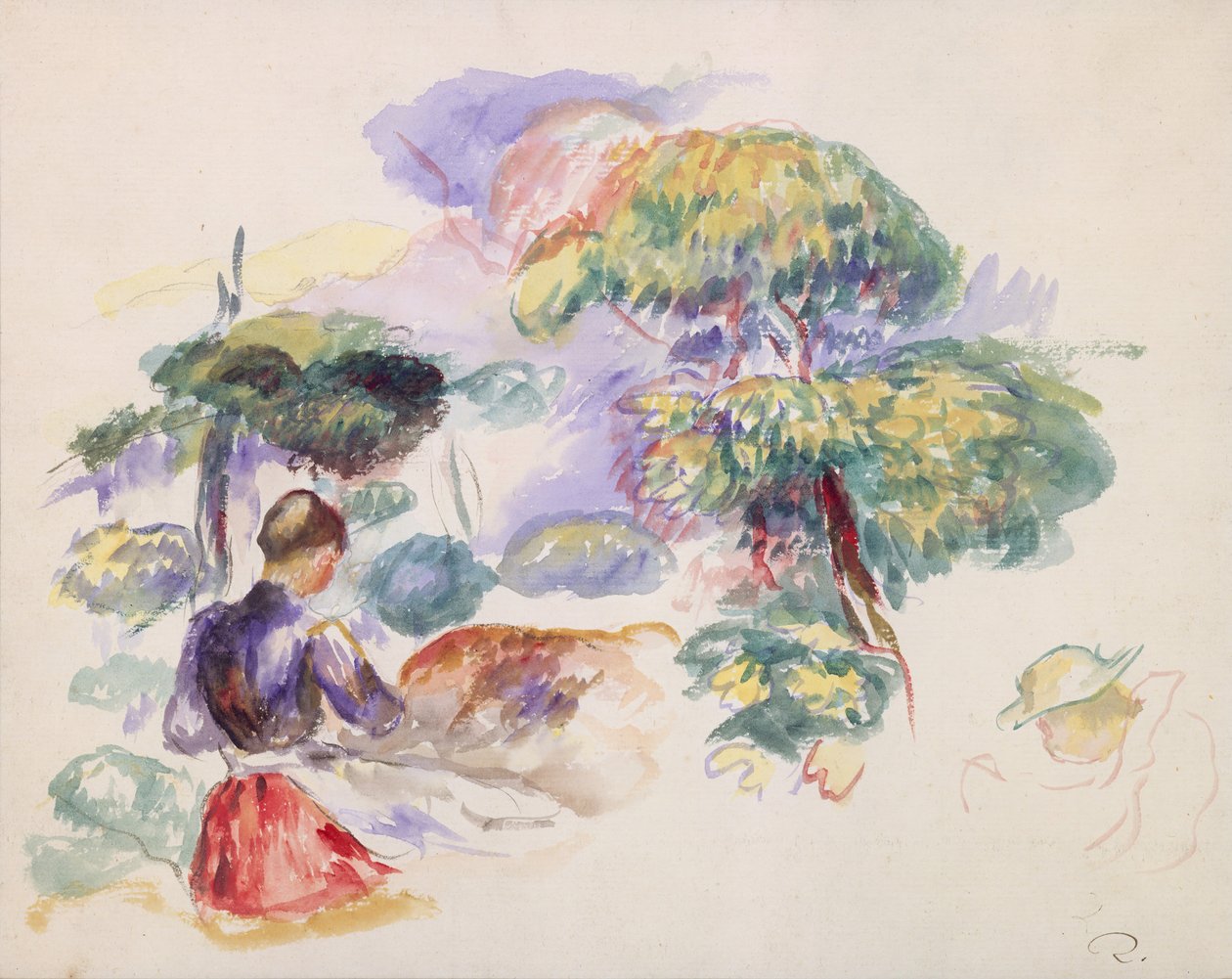 Táj egy lánnyal, kb. 1890. alkotó: Pierre Auguste Renoir
