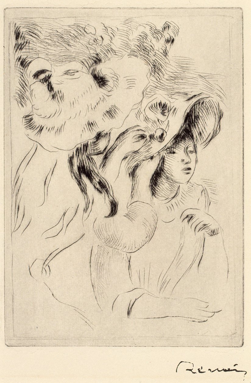 Le Chapeau Epignele, Pinning the Hat, 1894. alkotó: Pierre Auguste Renoir