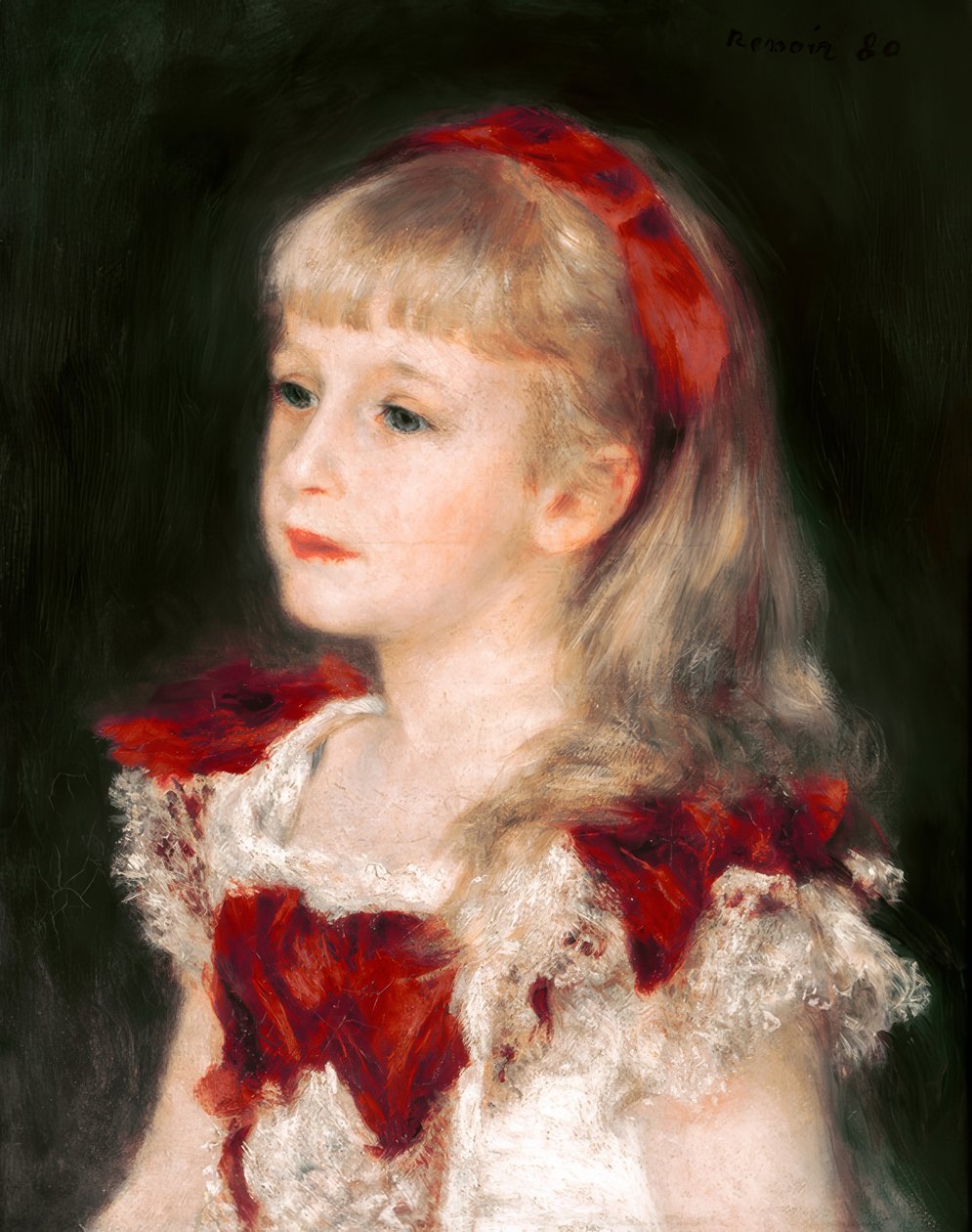 Mademoiselle Grimprel a piros szalaggal alkotó: Pierre Auguste Renoir