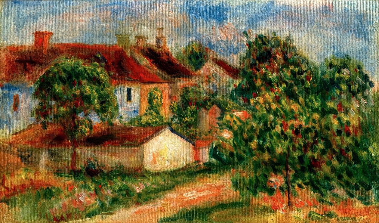Falusi házak, piros tetők alkotó: Pierre Auguste Renoir
