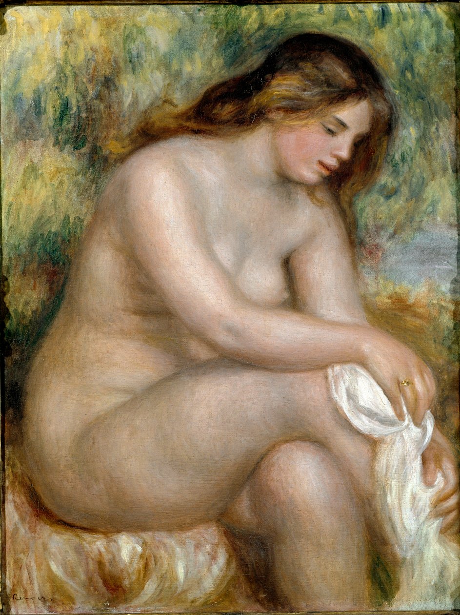 Meztelenül ülve (a fürdőző a lábát törölgeti) alkotó: Pierre Auguste Renoir