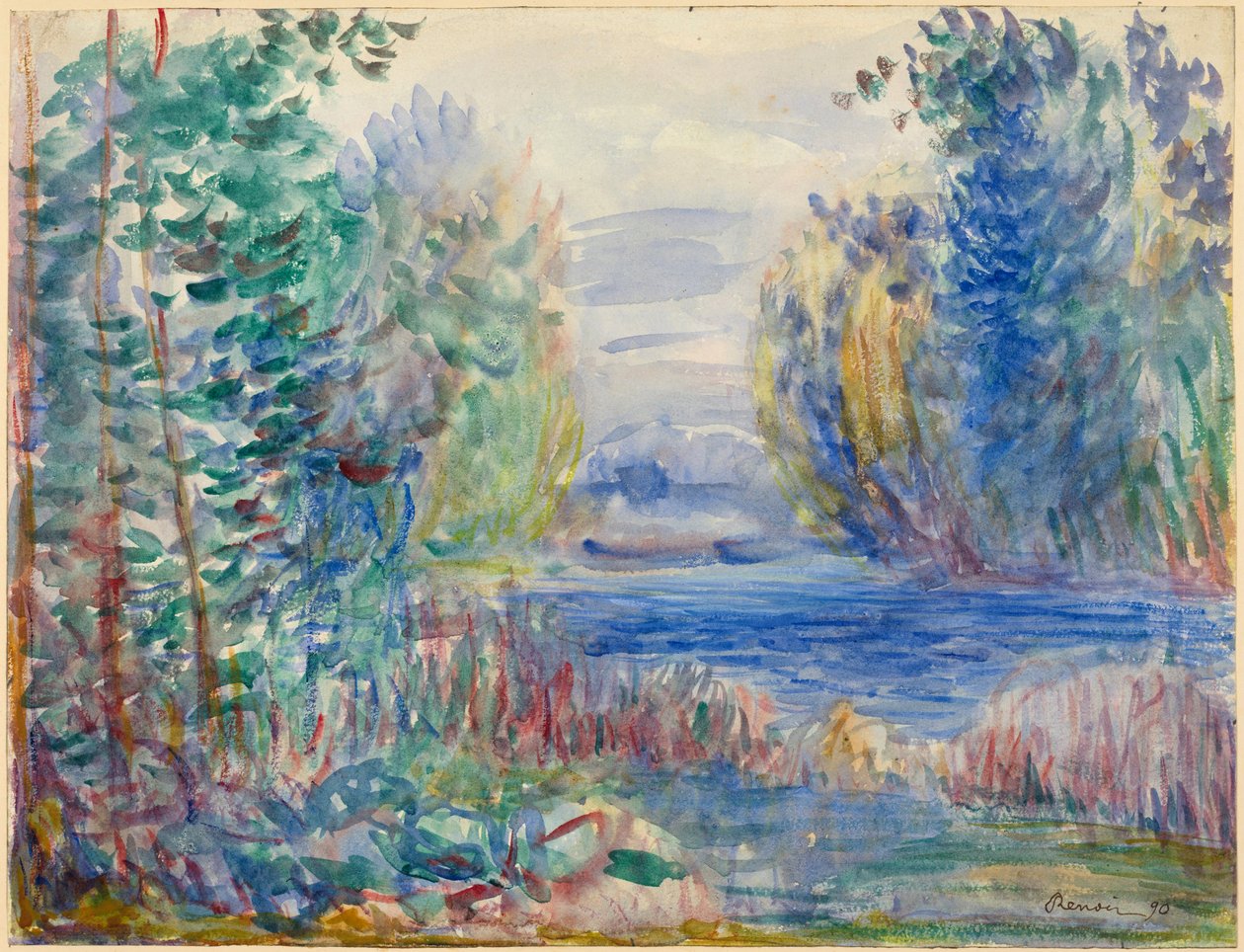 "Paysage de riviere" (Folyói táj) Pierre Auguste Renoir (1841-1919) akvarellje 1890 Méret: 25,4x33,8 cm Albertina, Bécs alkotó: Pierre Auguste Renoir
