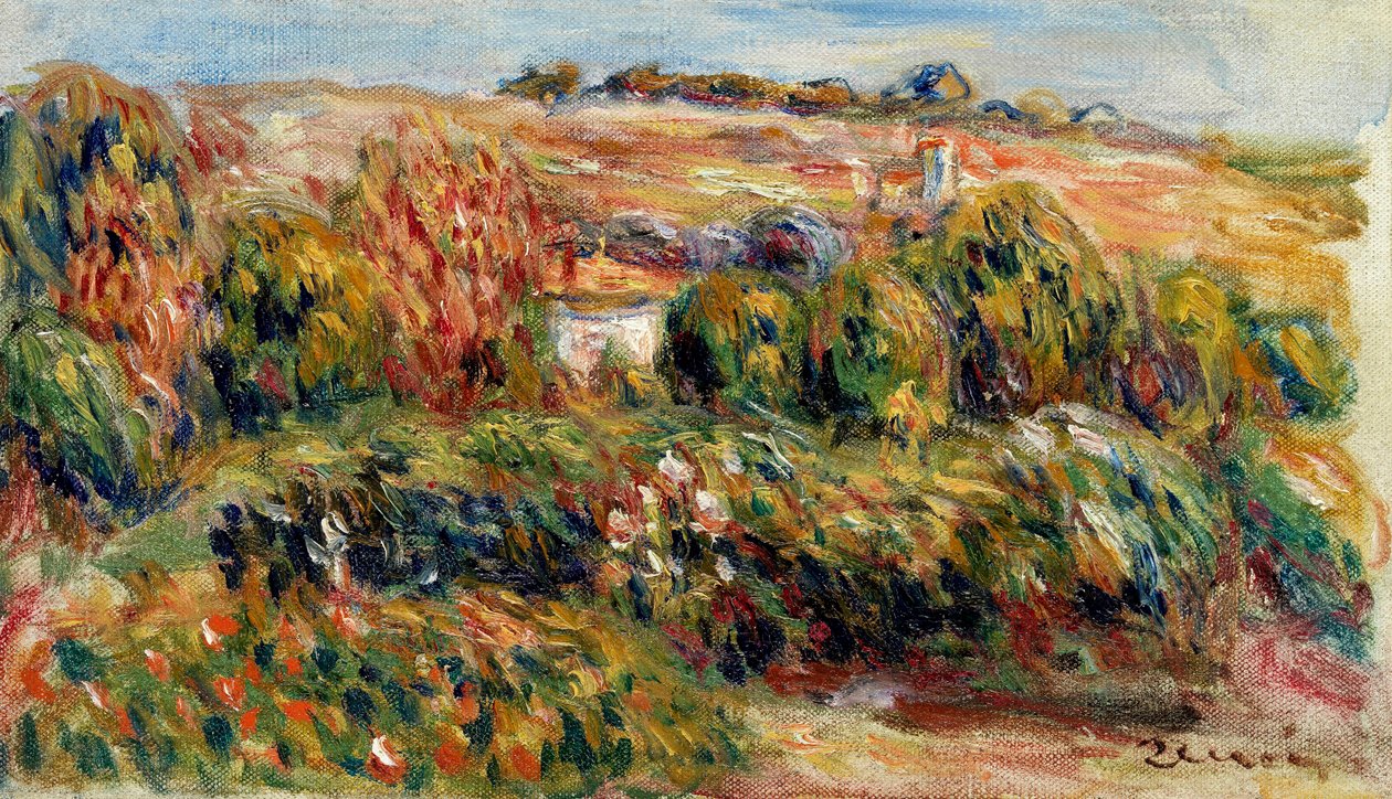 Táj Provence-ban (Franciaország). Pierre Auguste Renoir (1841-1919) festménye, olaj, vászon, 1900 körül. Francia művészet, XX. század, impresszionizmus. Magángyűjtemény. alkotó: Pierre Auguste Renoir