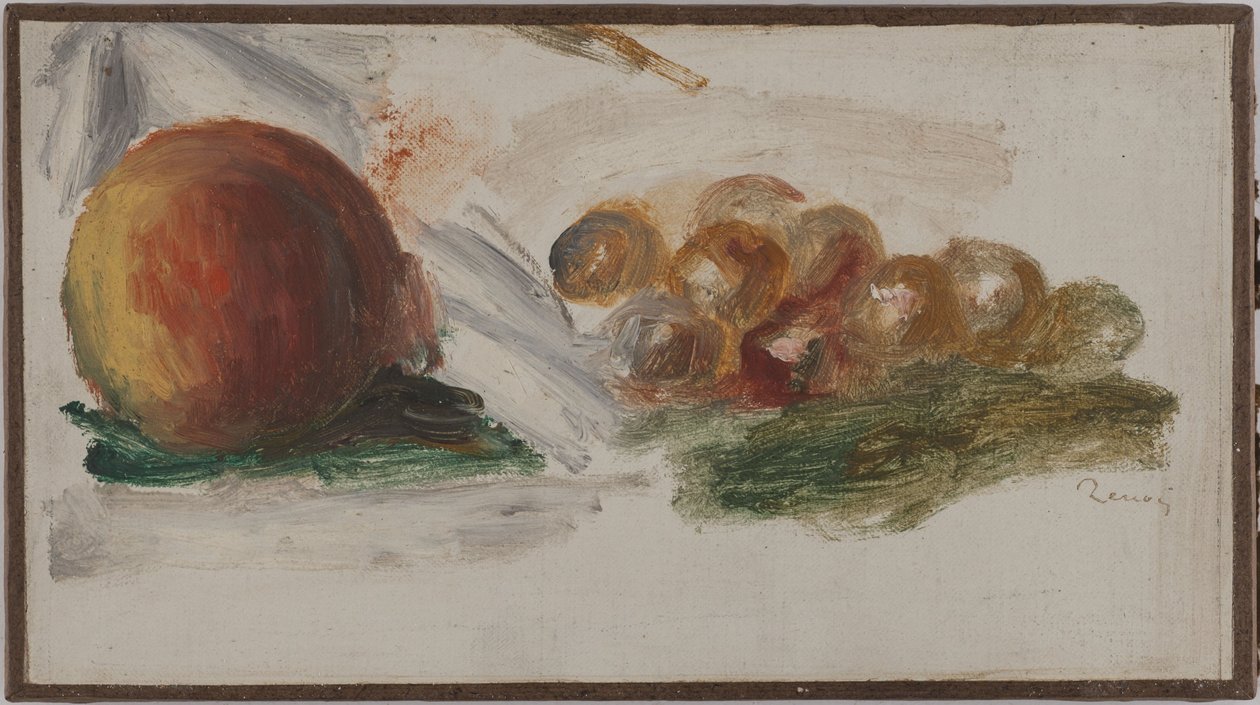Őszibarack és szőlő, 1914 körül (olaj, papír, vászon) alkotó: Pierre Auguste Renoir