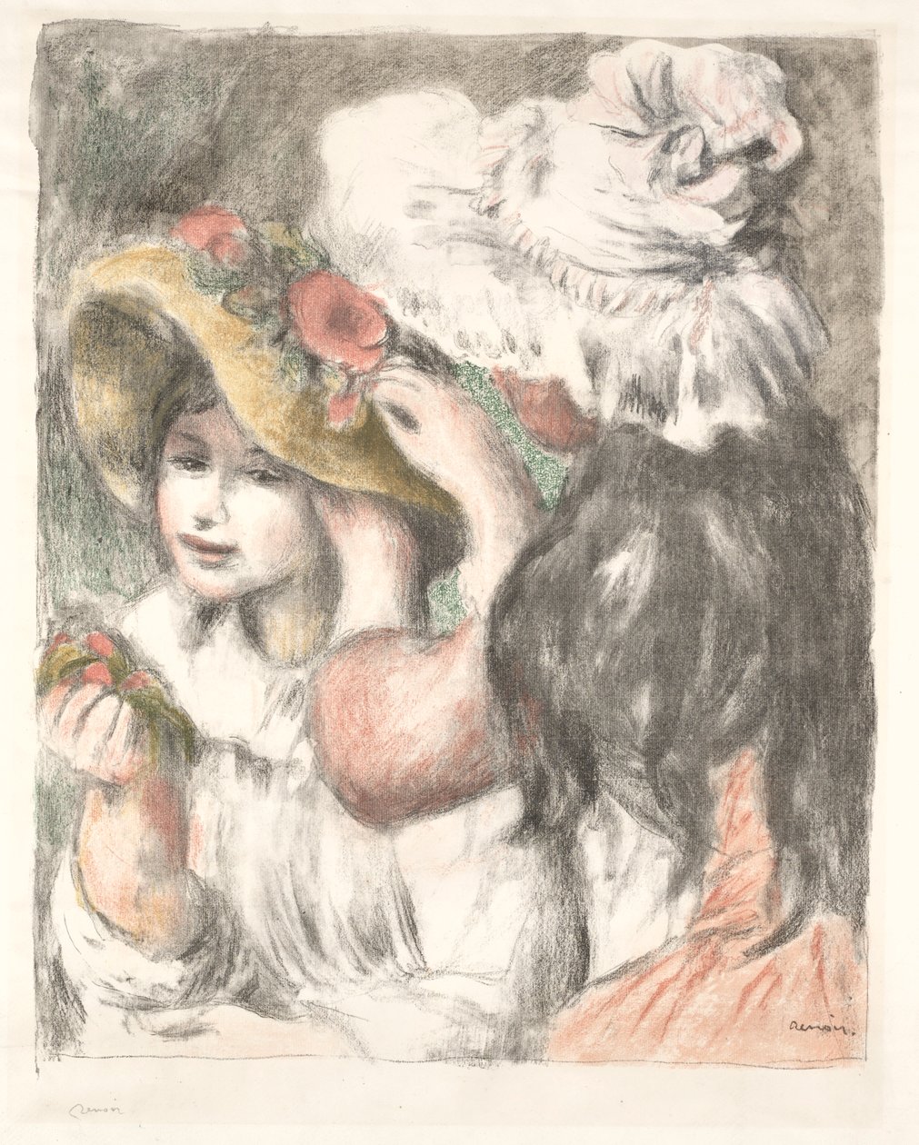 A kalap kitűzése c. 1898. alkotó: Pierre Auguste Renoir