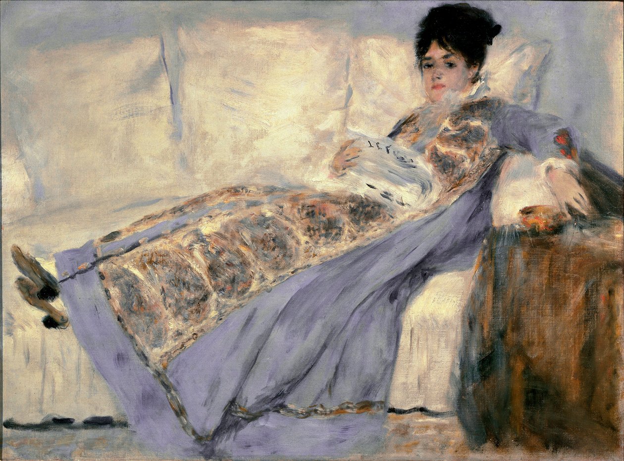 Madame Monet portréja (Camille Madame Monet, aki a „Le Figaro” újságot olvassa) – Pierre Auguste Renoir (Pierre-Auguste) festménye alkotó: Pierre Auguste Renoir