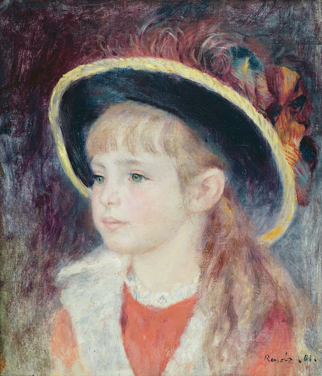 Egy kék kalapos fiatal lány portréja, 1881 alkotó: Pierre Auguste Renoir