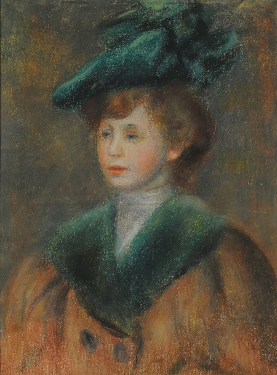 Portré egy fiatal nő, zöld kalapban. alkotó: Pierre Auguste Renoir