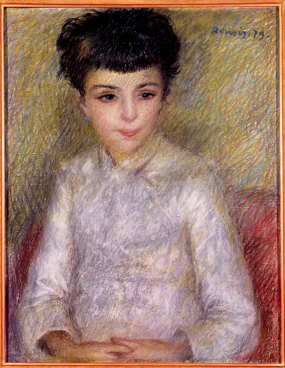 Egy fiatal lány portréja. Pierre Auguste Renoir (1841-1919) festménye alkotó: Pierre Auguste Renoir