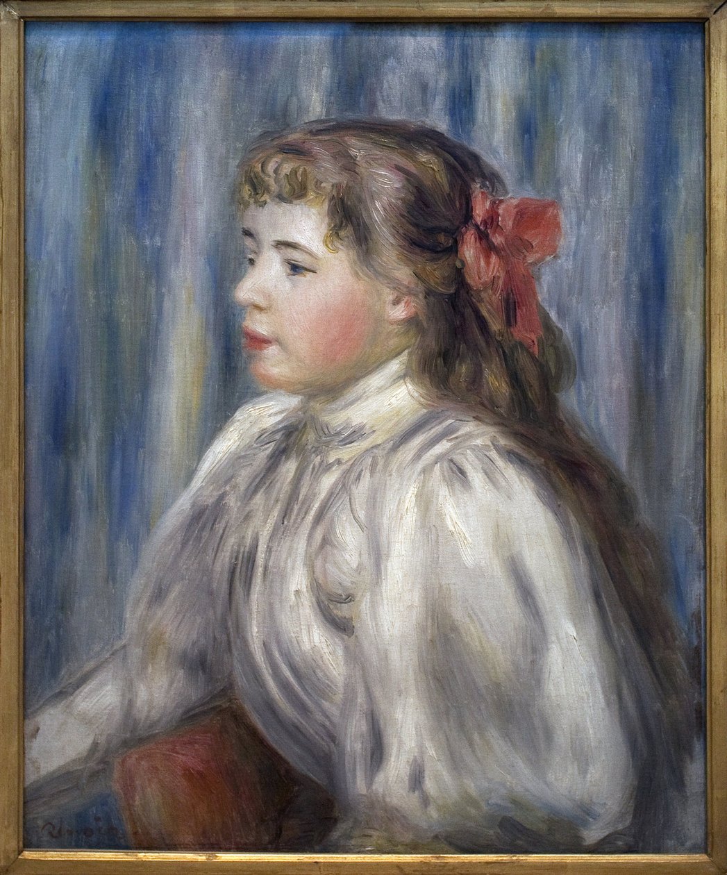 Egy fiatal lány portréja. Pierre Auguste Renoir (1841-1919) festménye, olaj, vászon, 1892 körül. Francia művészet alkotó: Pierre Auguste Renoir