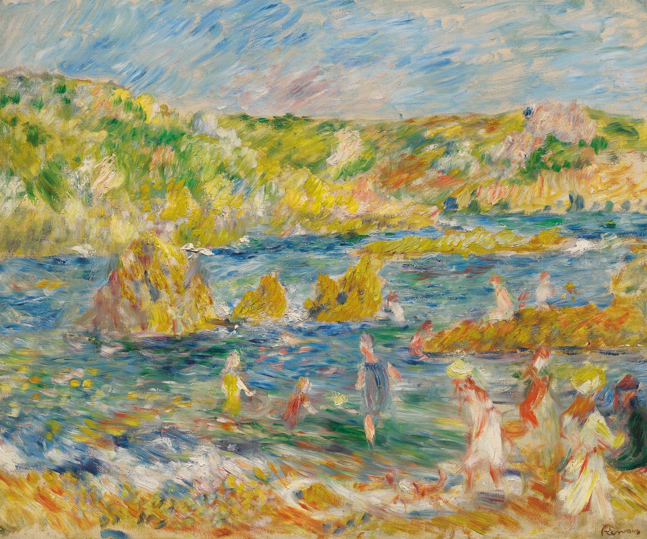 Guernsey Rocks with Figures Beach Guernseyben, 1883. alkotó: Pierre Auguste Renoir