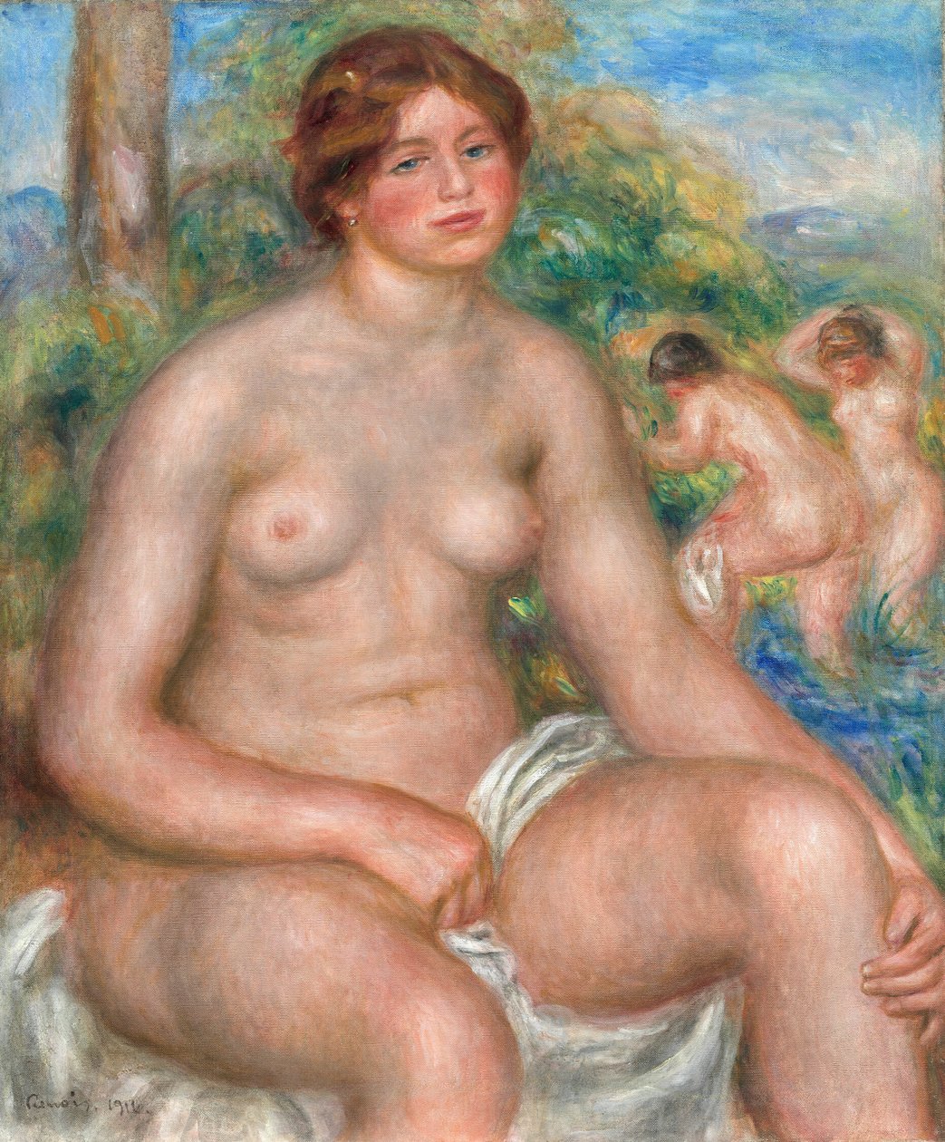 Ülő fürdőző alkotó: Pierre Auguste Renoir