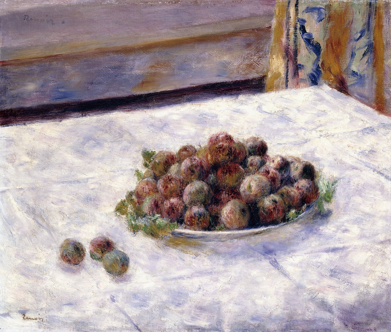 Csendélet, aszalt szilva tányéron, 1884 körül alkotó: Pierre Auguste Renoir