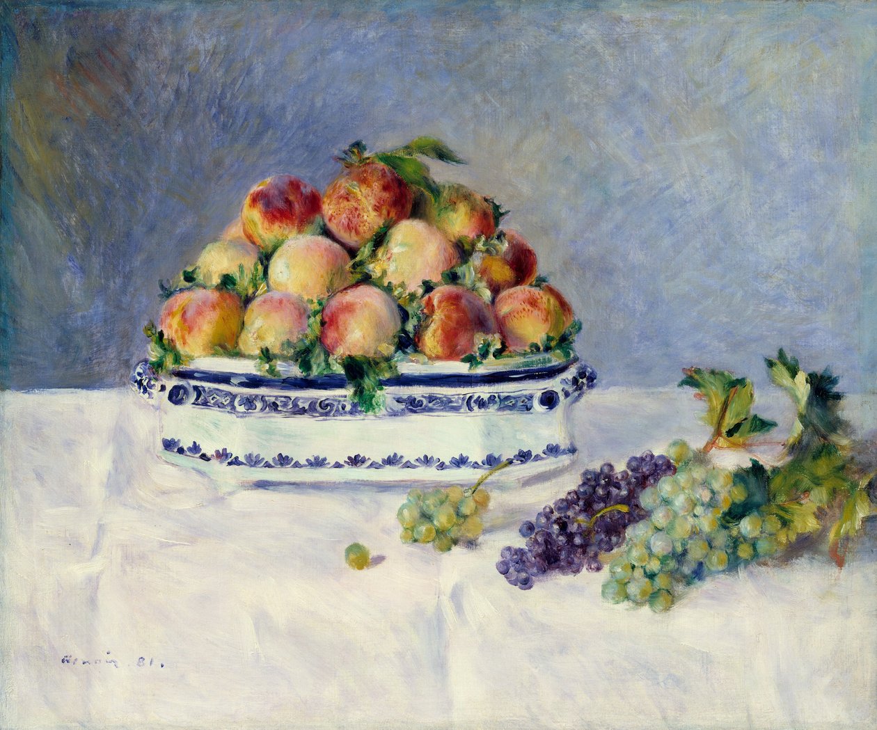 Csendélet őszibarackkal és szőlővel, 1881. alkotó: Pierre Auguste Renoir