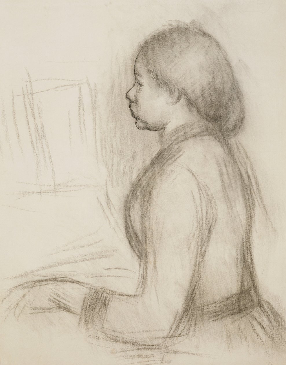 Tanulmány egy fiatal lányról zongoránál; Tanulmány egy fiatal lánynak a zongoránál, alkotó: Pierre-Auguste Renoir