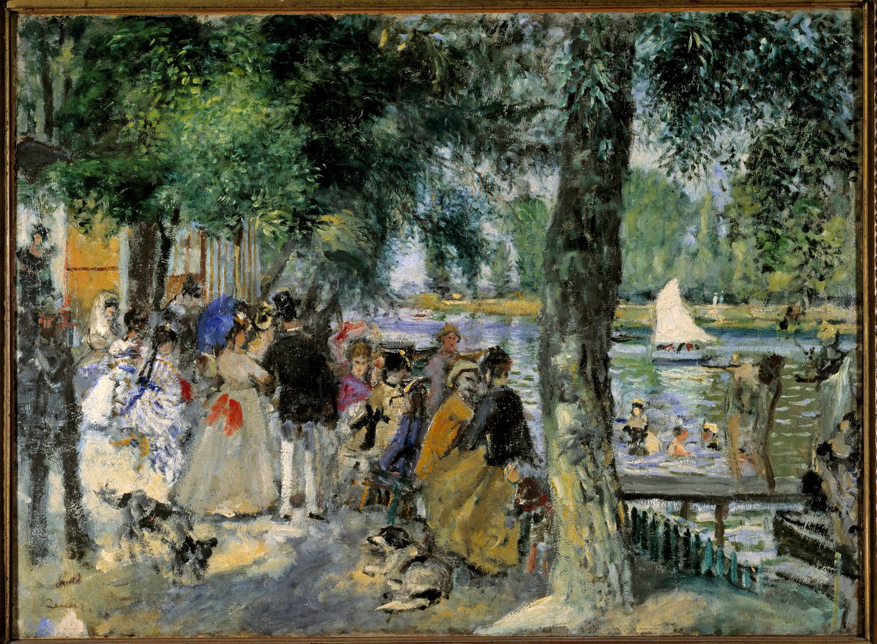 Úszás a Szajnában vagy a „La Grenouillere”-ben. Cafe bál Chatou közelében. Pierre Auguste Renoir (1841-1919) festménye 1860 Moszkva, Puskin Múzeum alkotó: Pierre Auguste Renoir