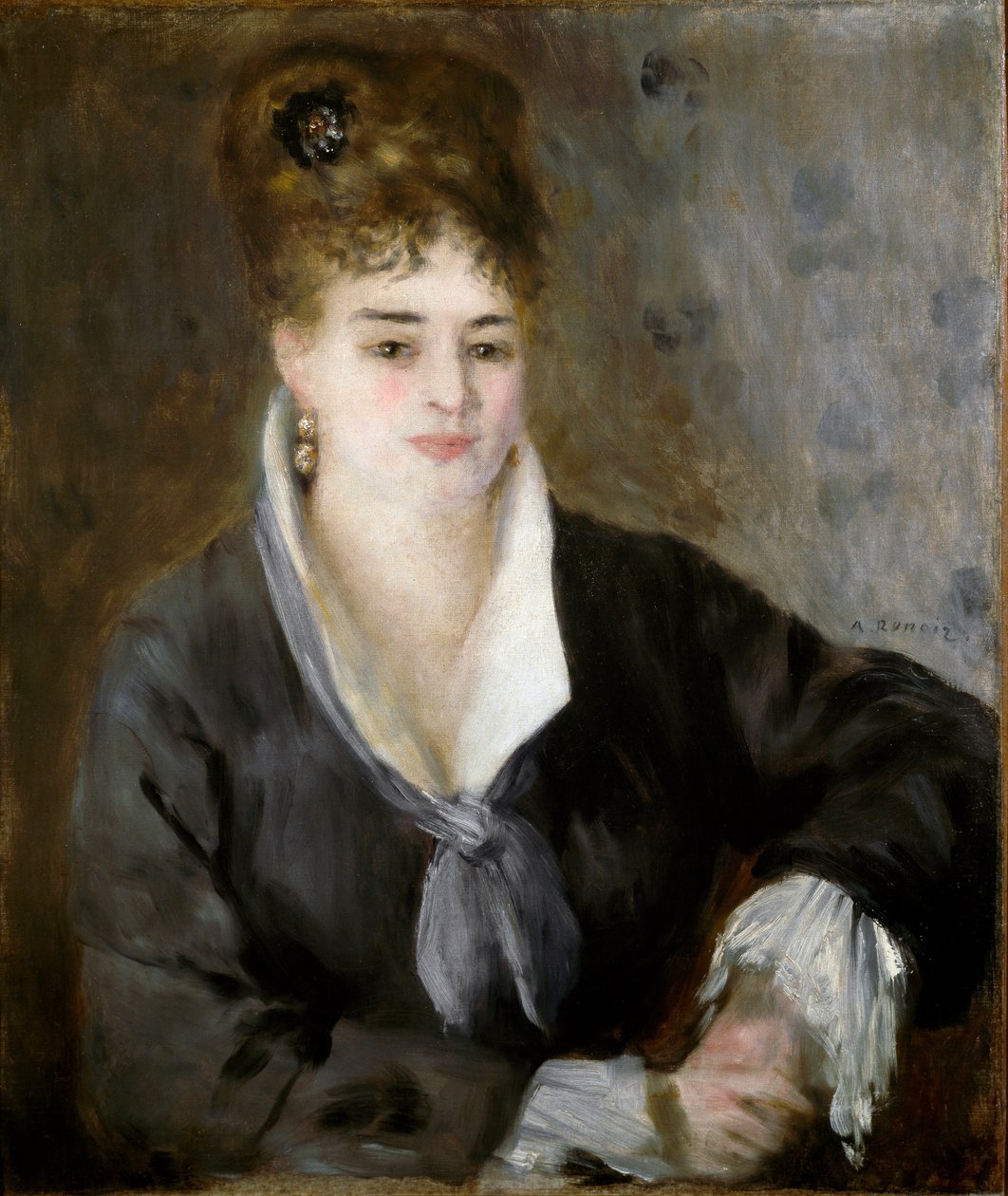 A fekete ruhás hölgy. Pierre Auguste Renoir festménye (Pierre-Auguste alkotó: Pierre Auguste Renoir