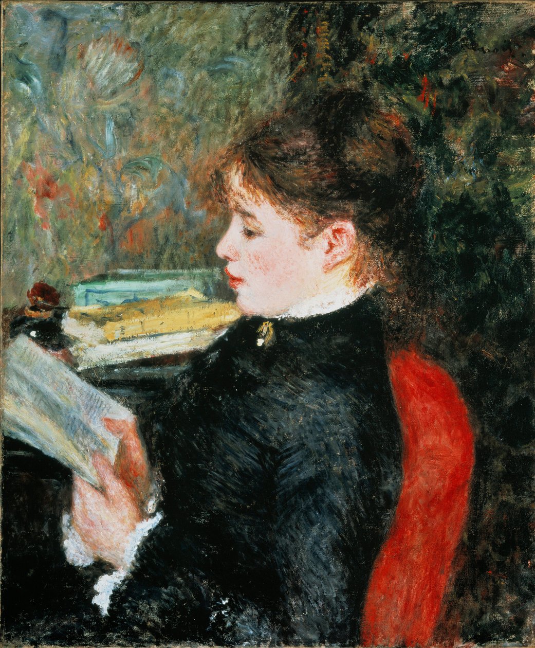 Az olvasó (Nő, aki olvas). Pierre Auguste Renoir festménye (Pierre-Auguste alkotó: Pierre Auguste Renoir