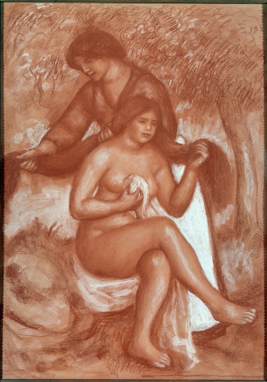A fürdőző vécéje (Chalk et sanguine rajz alkotó: Pierre Auguste Renoir