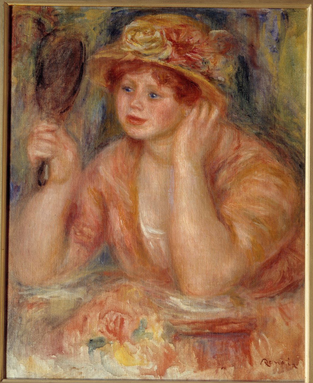A nő a tükörben. Pierre Auguste Renoir (1841-1919) festménye alkotó: Pierre Auguste Renoir
