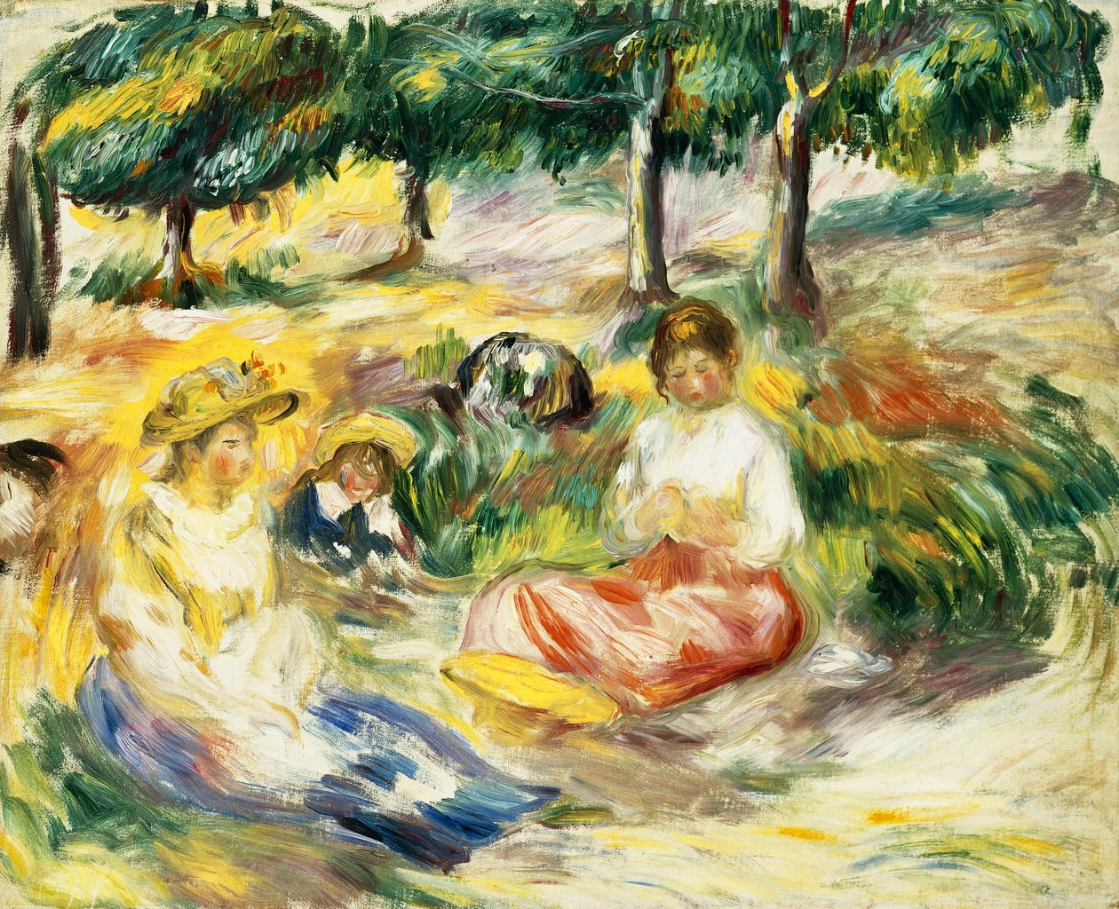 Három lány ül a fűben; Három fiatal lány ül a fűben, 1896-1897 alkotó: Pierre Auguste Renoir