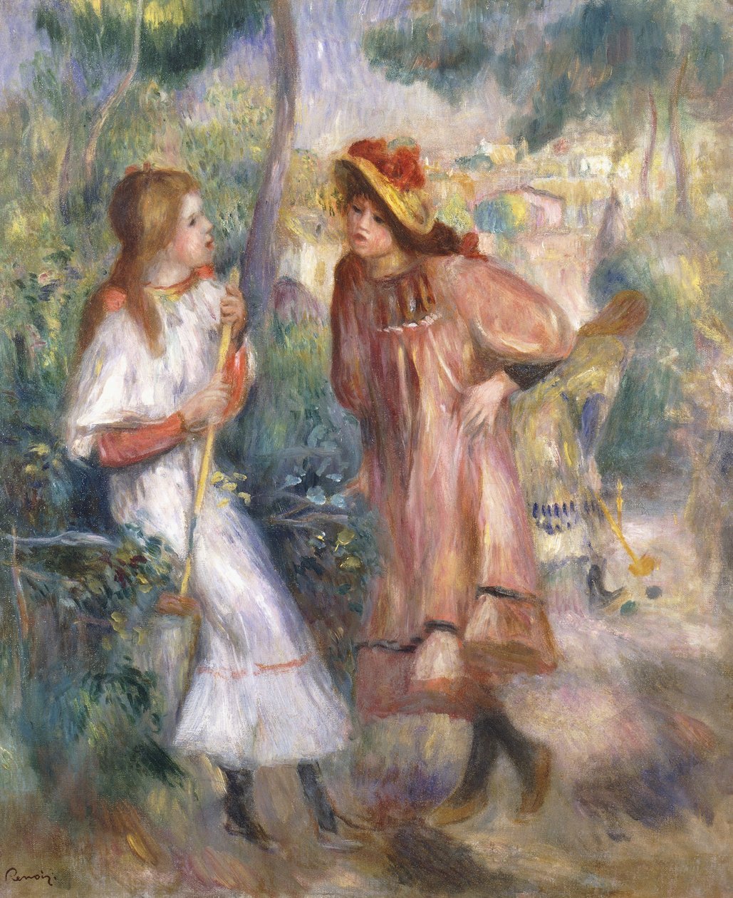 Két lány a kertben, Montmartre-ban; Két lány a Montmartre kertjében, 1895 alkotó: Pierre Auguste Renoir