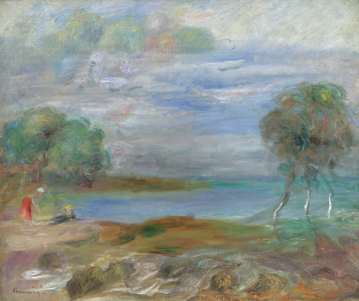 Két ember a víz szélén alkotó: Pierre Auguste Renoir